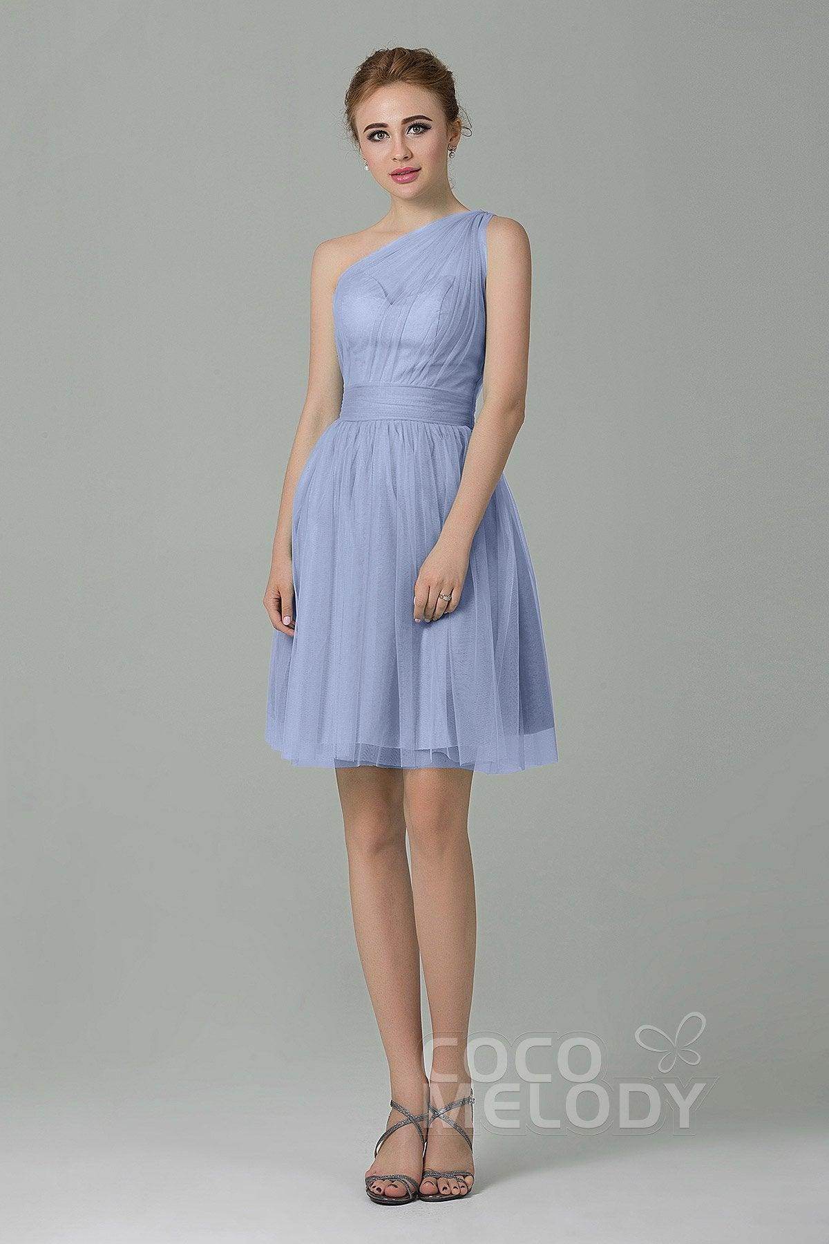A-Line Short-Mini Tulle Bridesmaid Dress LOZM1503F - COCOMELODY